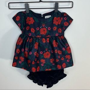 Gymboree Red Floral Dress Velvet Bottoms Baby Size 12-18 Months NWT